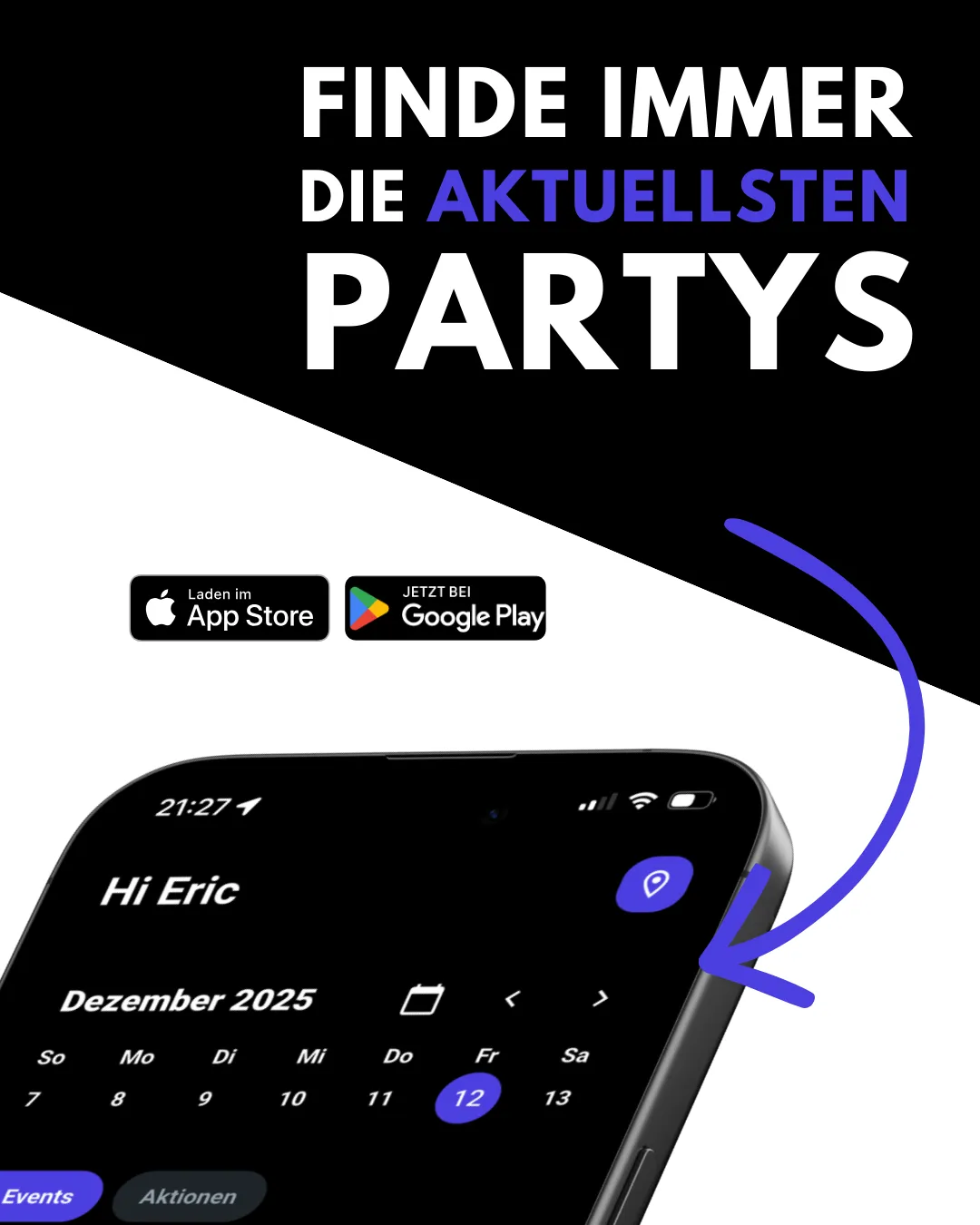 Marketing poster for the party finder app